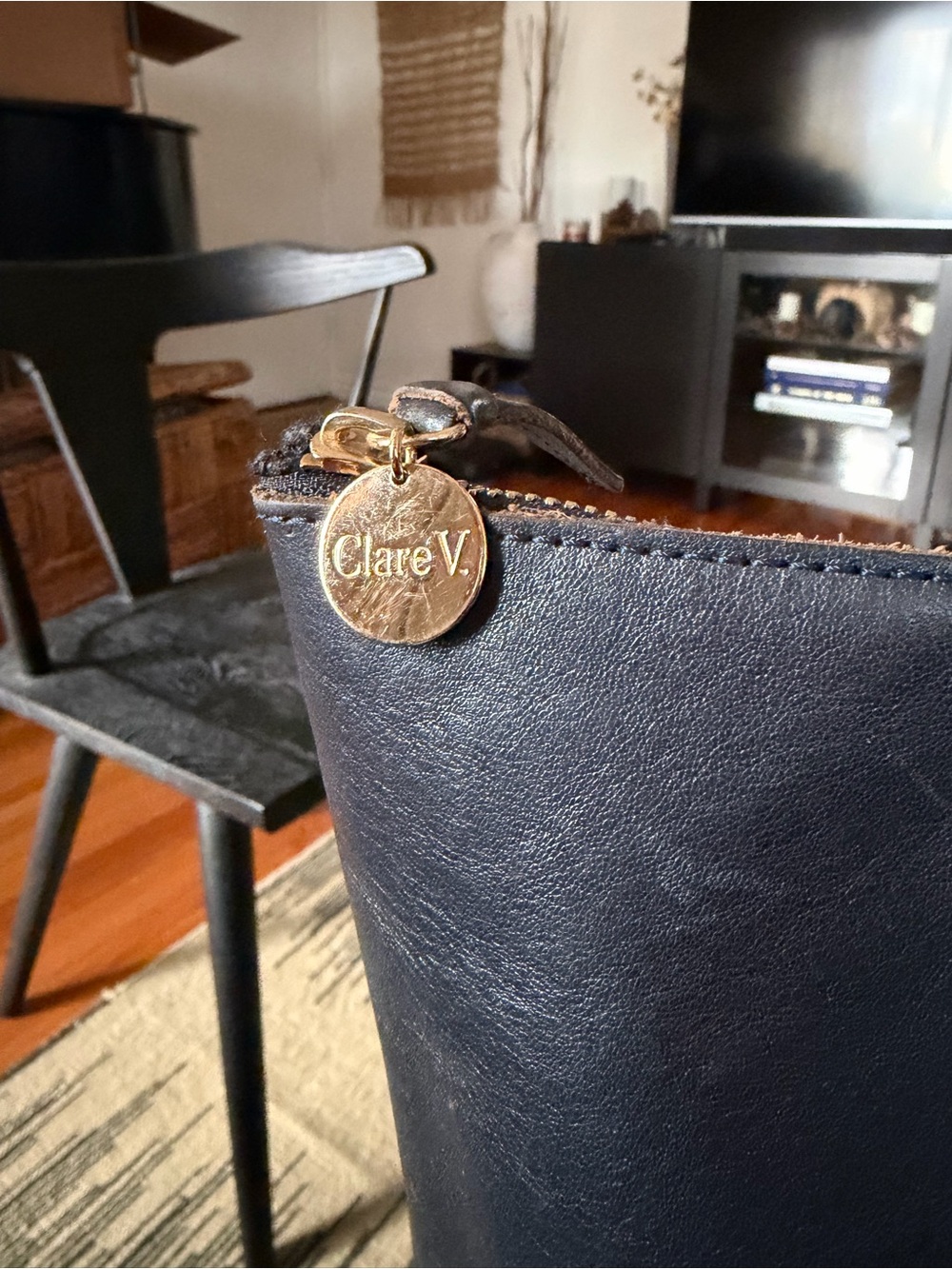 Clare V. Navy Leather Le Zip Sac - Picture 2 of 13